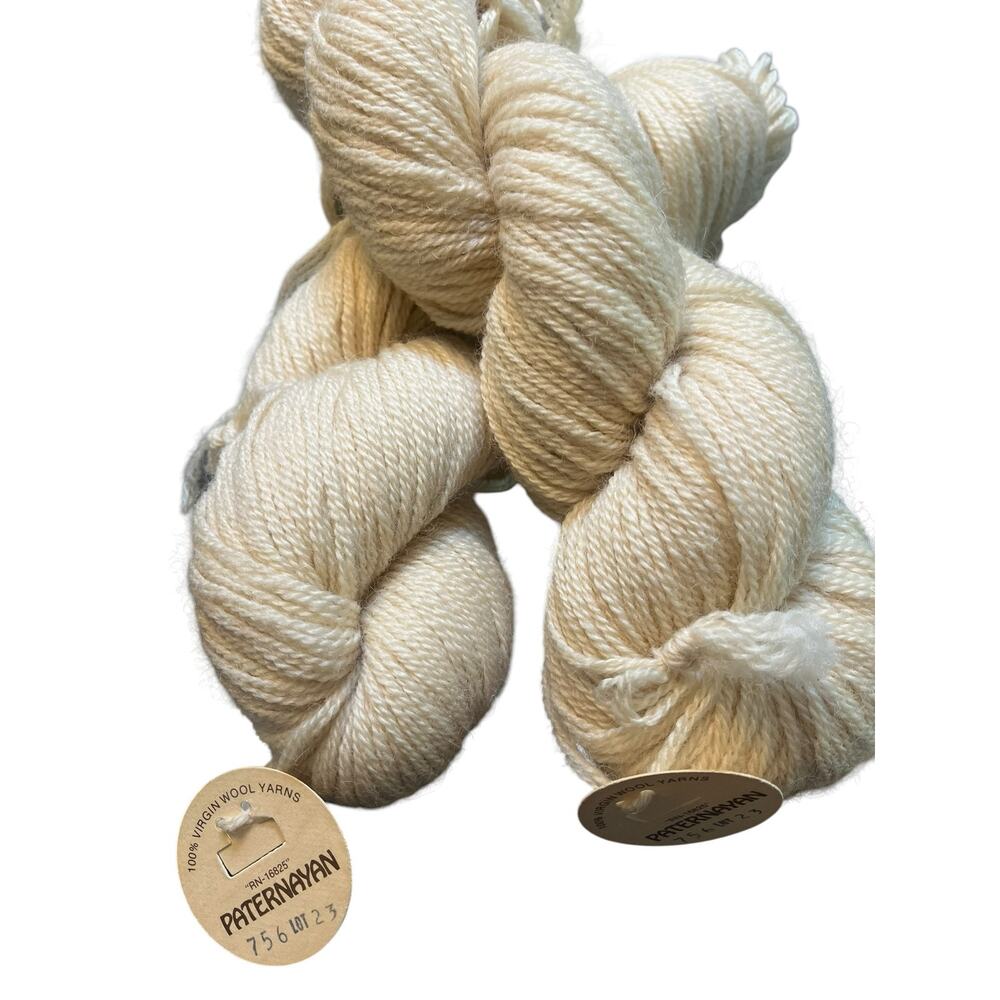 2 hanks Paternayan 100% Virgin Wool Yarn RN-16825 | Ivory # 756 New - Picture 7 of 8